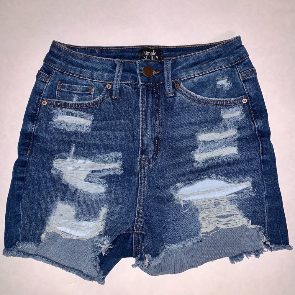 Simple Society Distressed Denim Shorts, Size 1